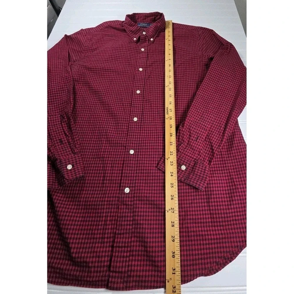 Polo Ralph Lauren Shirt‎ Mens XL Gingham Check Classic Fit Button Down RED/BLUE